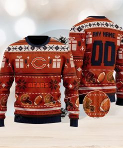 Chicago Bears Design NFL Snowflakes Reindeer 3D Sweater Custom Number And Name