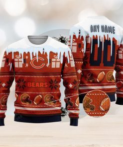 Chicago Bears Graphics NFL Snowflakes Reindeer 3D Sweater Custom Number And Name