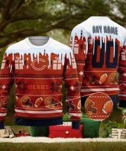 Chicago Bears Graphics NFL Snowflakes Reindeer 3D Sweater Custom Number And Name