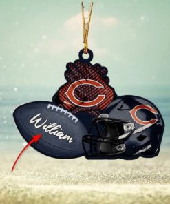 Chicago Bears NFL Custom Name Rugby Ball Helmet Custom Shape Christmas Ornament