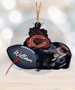 Chicago Bears NFL Custom Name Rugby Ball Helmet Custom Shape Christmas Ornament