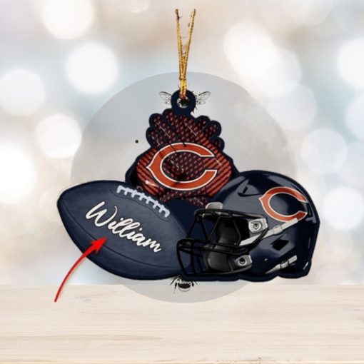 Chicago Bears NFL Custom Name Rugby Ball Helmet Custom Shape Christmas Ornament