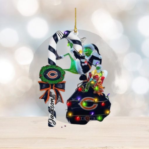 Chicago Bears NFL Grinch Candy Cane Personalized Xmas Gifts Christmas Tree Decorations Ornament