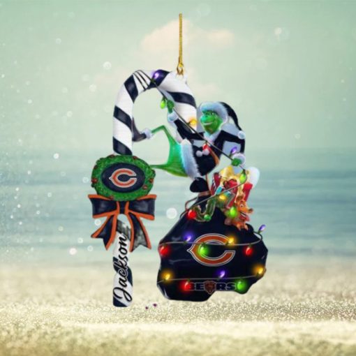 Chicago Bears NFL Grinch Candy Cane Personalized Xmas Gifts Christmas Tree Decorations Ornament