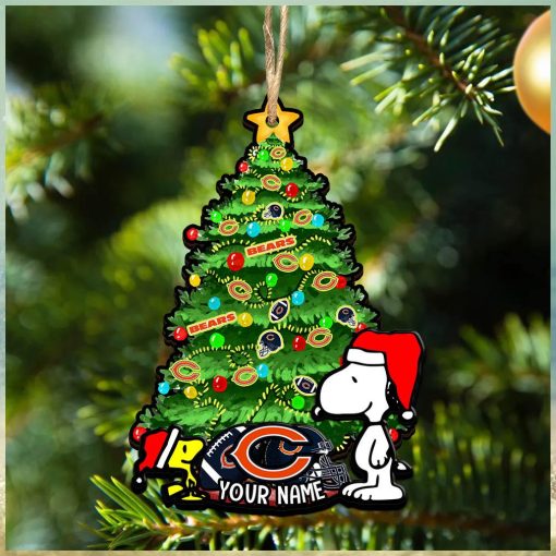 Chicago Bears Personalized Your Name Snoopy And Peanut Ornament Christmas Gifts For NFL Fans SP161023134ID03