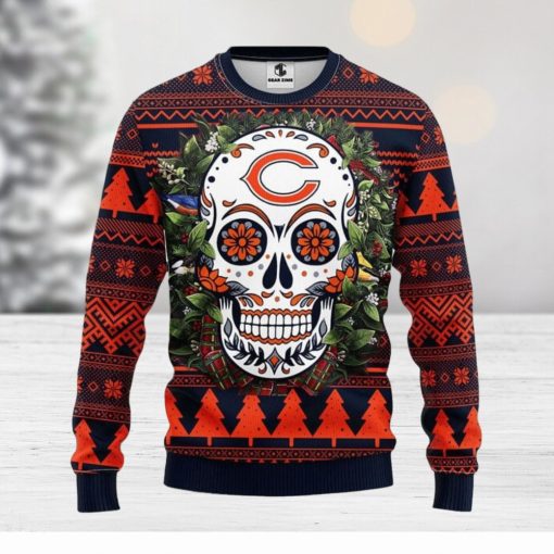 Chicago Bears Skull Flower Ugly Christmas Ugly Sweater Sport Christmas Gift Ideas