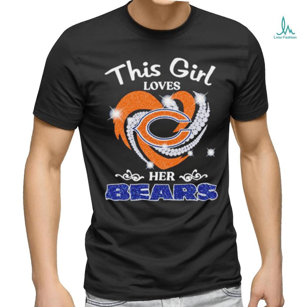 Chicago Bears Women's Long Sleeve Loose Tee Sport Casual Loose V-Neck Tops