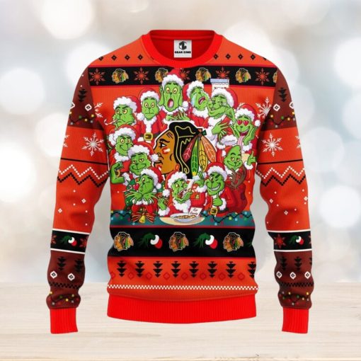 Chicago Blackhawks 12 Grinch Xmas Day Christmas Ugly Sweater Christmas Gift For Fans Party Hoiliday Gift