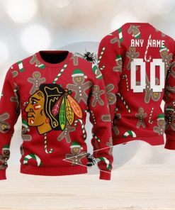 Chicago Blackhawks Snowflakes Reindeer 3D Sweater Custom Number And Name