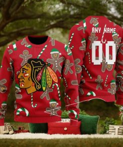 Chicago Blackhawks Snowflakes Reindeer 3D Sweater Custom Number And Name