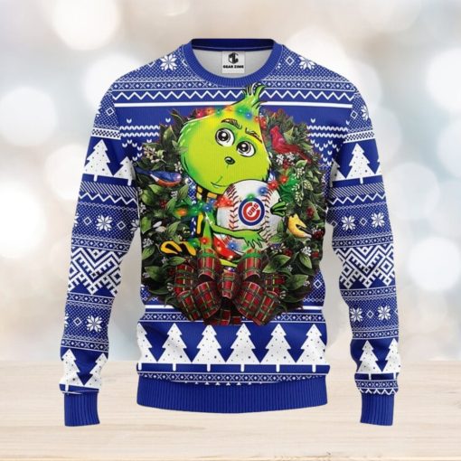 Chicago Cubs Grinch Hug Christmas Ugly Sweater 3D Christmas Xmas Sweater