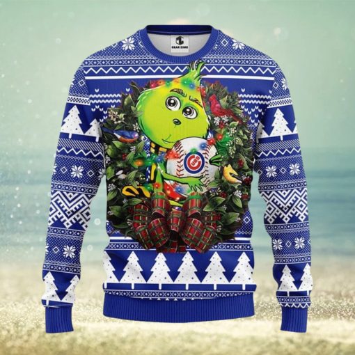 Chicago Cubs Grinch Hug Christmas Ugly Sweater 3D Christmas Xmas Sweater