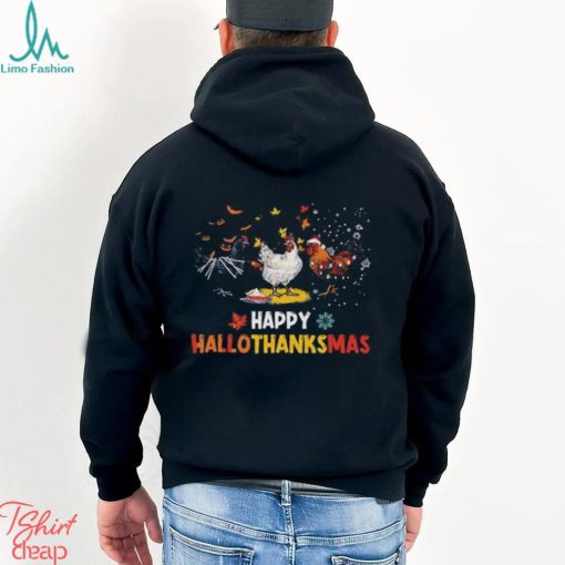 Chicken Halloween Happy Hallothanksmas Autumn Thanksgiving T Shirt
