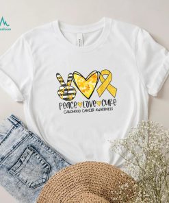 Childhood Peace Love Cure Tie Dye Gold Ribbon Childhood T Shirt