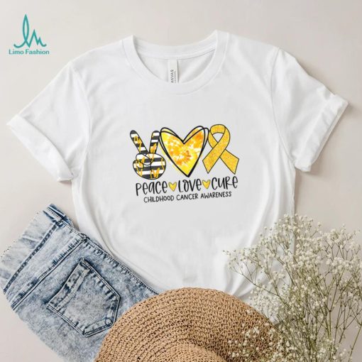 Childhood Peace Love Cure Tie Dye Gold Ribbon Childhood T Shirt
