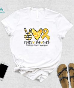 Childhood Peace Love Cure Tie Dye Gold Ribbon Childhood T Shirt