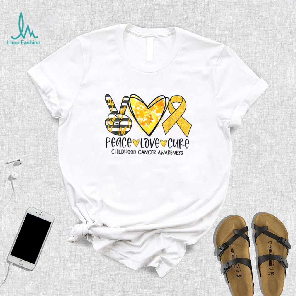 Childhood Peace Love Cure Tie Dye Gold Ribbon Childhood T Shirt Childhood Peace Love Cure Tie Dye Gold Ribbon Childhood T Shirt
