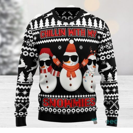 Chillin With My Snowmies Ugly Christmas Sweater All Over Printed For Men And Women Gift Holiday