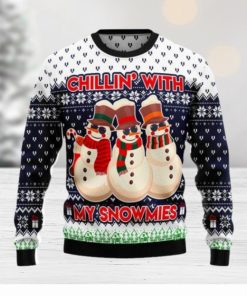 Chilling With My Snowmies Ugly Christmas Sweater Gift Knitting Sweater