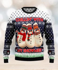 Chilling With My Snowmies Ugly Christmas Sweater Gift Knitting Sweater