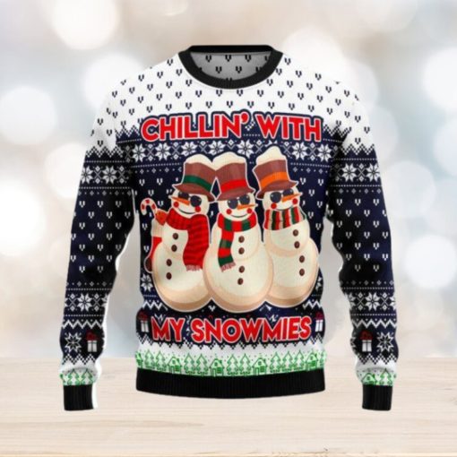 Chilling With My Snowmies Ugly Christmas Sweater Gift Knitting Sweater