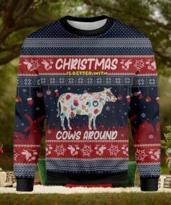 Chrismas Is Better With Cows Around Farmer Ugly Christmas Sweater