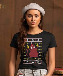 Christmas Cat Holding Gun T shirt