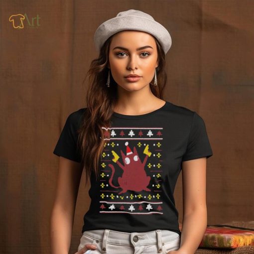 Christmas Cat Holding Gun T shirt