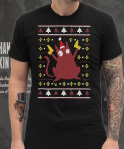 Christmas Cat Holding Gun T shirt