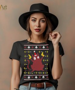 Christmas Cat Holding Gun T shirt