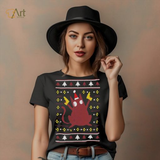 Christmas Cat Holding Gun T shirt