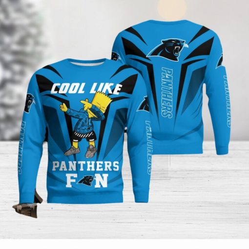 Christmas Cool Like Carolina Panthers Fan Bart Simpson Dab Knitted Sweater Gift Holidays