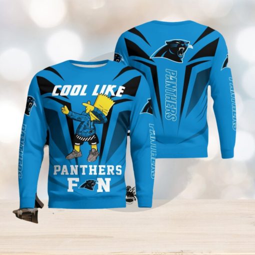 Christmas Cool Like Carolina Panthers Fan Bart Simpson Dab Knitted Sweater Gift Holidays