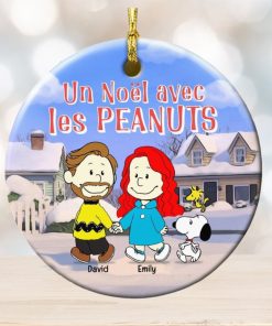 Christmas Couple Personalized Ceramic Circle Ornament