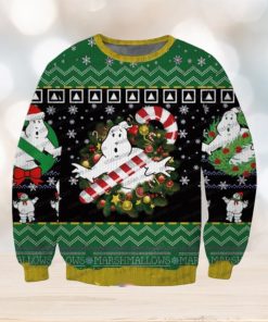 Christmas Ghostbusters With Candy Black Green Christmas Ugly Sweater 3D