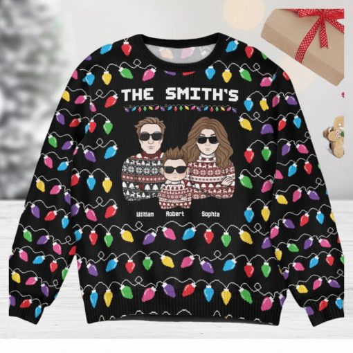 Christmas Led Light Family Funny   Personalized Ugly Sweater