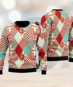 Christmas Patchwork Fabric Seamless Pattern Ugly Christmas Sweater Funny Gift For Men And Women Family Holidays