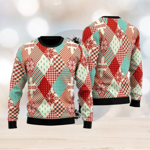 Christmas Patchwork Fabric Seamless Pattern Ugly Christmas Sweater Funny Gift For Men And Women Family Holidays