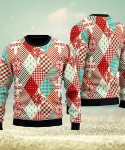 Christmas Patchwork Fabric Seamless Pattern Ugly Christmas Sweater Funny Gift For Men And Women Family Holidays