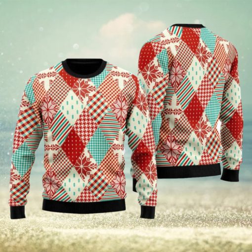 Christmas Patchwork Fabric Seamless Pattern Ugly Christmas Sweater Funny Gift For Men And Women Family Holidays