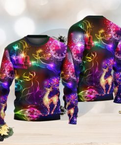 Christmas Reindeer Neon Light Bright Ugly Christmas 3D Sweaters Gift For Men And Women