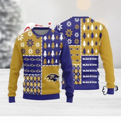 Christmas Sweater Baltimore Ravens Christmas Pine Trees Pattern Limited Edition 3D Sweater