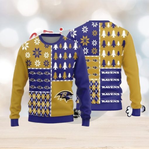 Christmas Sweater Baltimore Ravens Christmas Pine Trees Pattern Limited Edition 3D Sweater