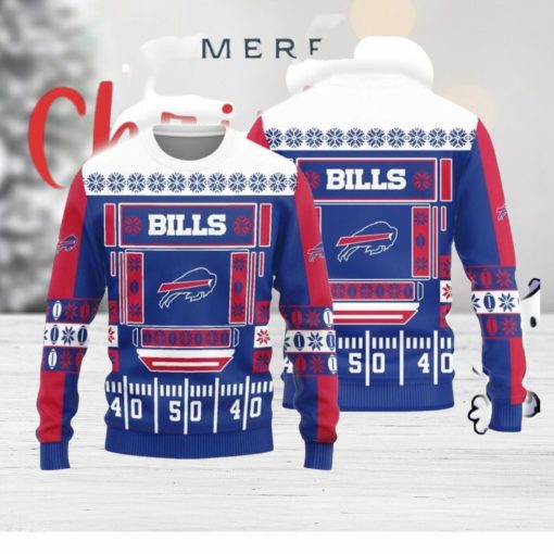 Christmas Sweater Buffalo Bills Christmas Ball Snowfalke Pattern 3D Sweater