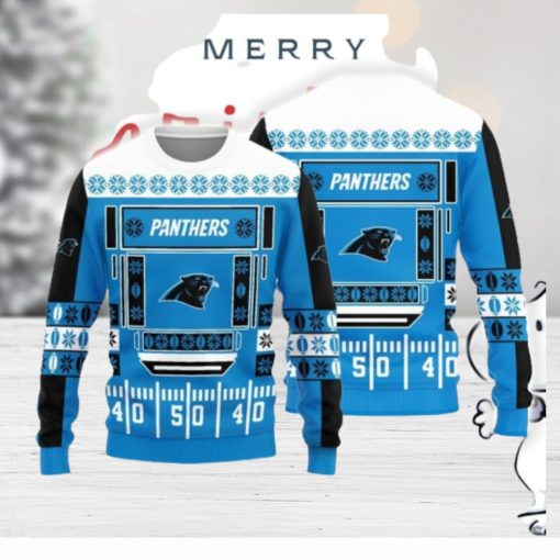 Christmas Sweater Carolina Panthers Christmas Ball Snowfalke Pattern 3D Sweater