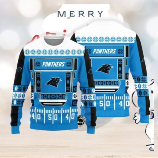 Christmas Sweater Carolina Panthers Christmas Ball Snowfalke Pattern 3D Sweater