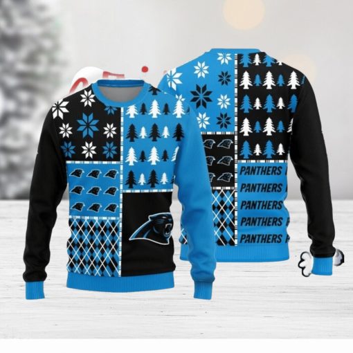 Christmas Sweater Carolina Panthers Christmas Pine Trees Pattern Limited Edition 3D Sweater