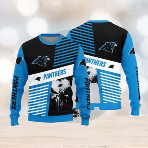 Christmas Sweater Carolina Panthers Skull Pattern Limited Edition 3D Sweater