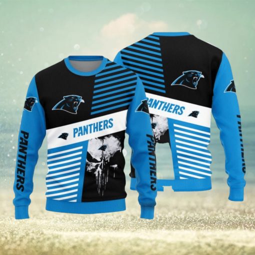 Christmas Sweater Carolina Panthers Skull Pattern Limited Edition 3D Sweater