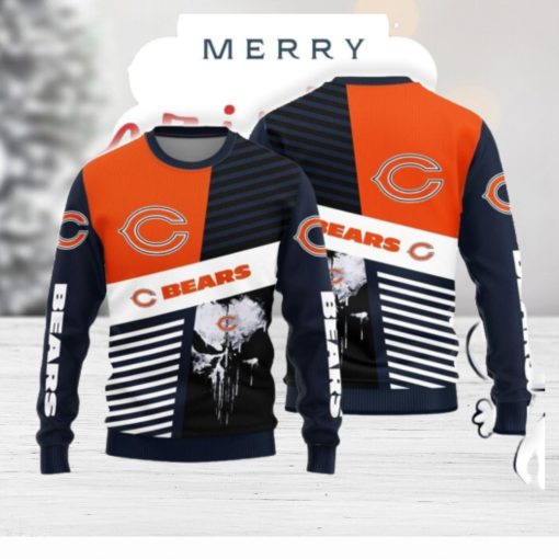 Christmas Sweater Chicago Bears Skull Pattern Limited Edition 3D Sweater